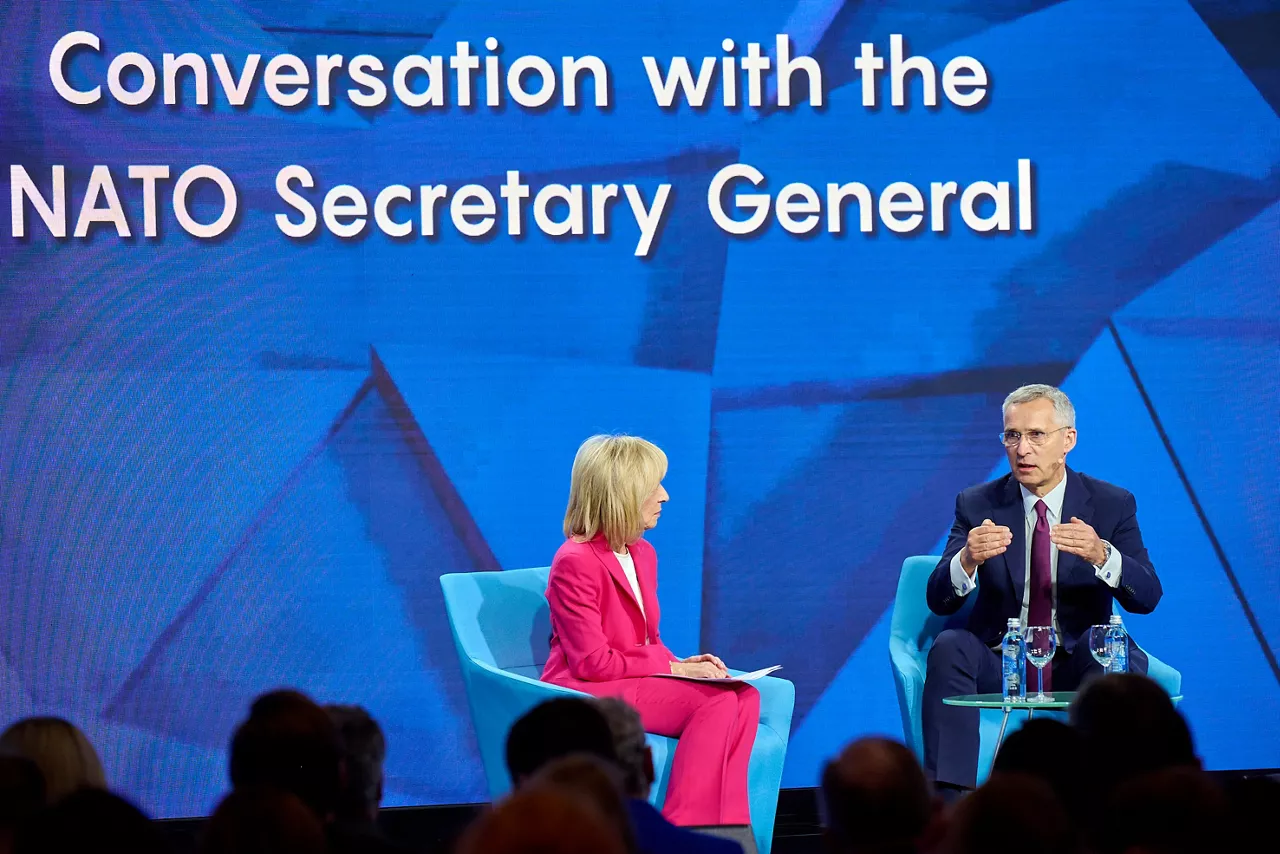 Left to right: Andrea Mitchell  (News Chief Foreign Correspondent, MSNBC) with NATO Secretary General Jens Stoltenberg