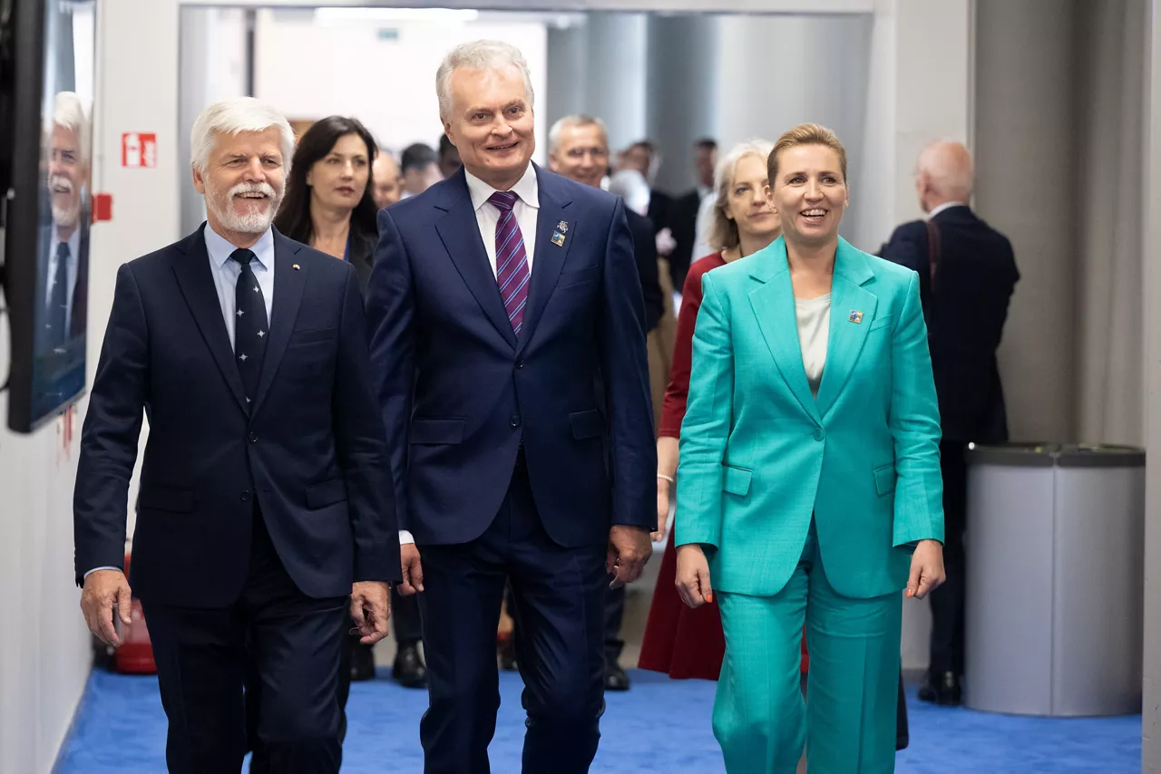 Left to right: President Petr Pavel (Czechia) with President Gitanas Nauseda (Lithuania) and Mette Frederiksen (Prime Minister of Denmark)