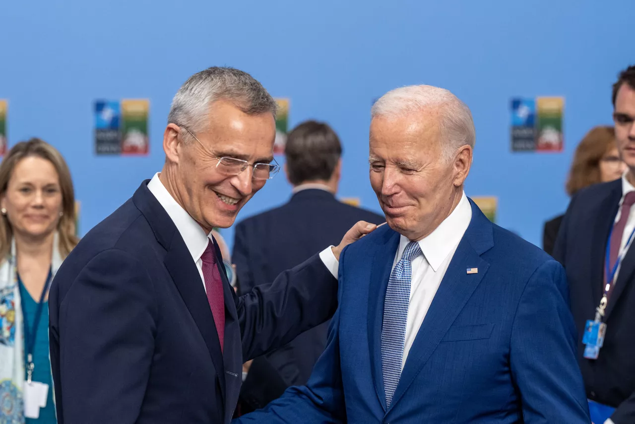Left to right: NATO Secretary General Jens Stoltenberg and US President Joe Biden