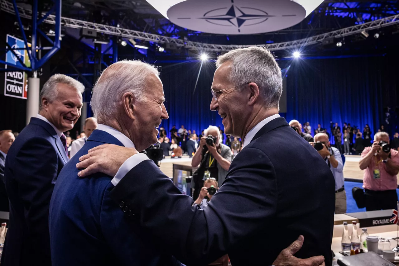 Left to right: US President Joe Biden with NATO Secretary General Jens Stoltenberg