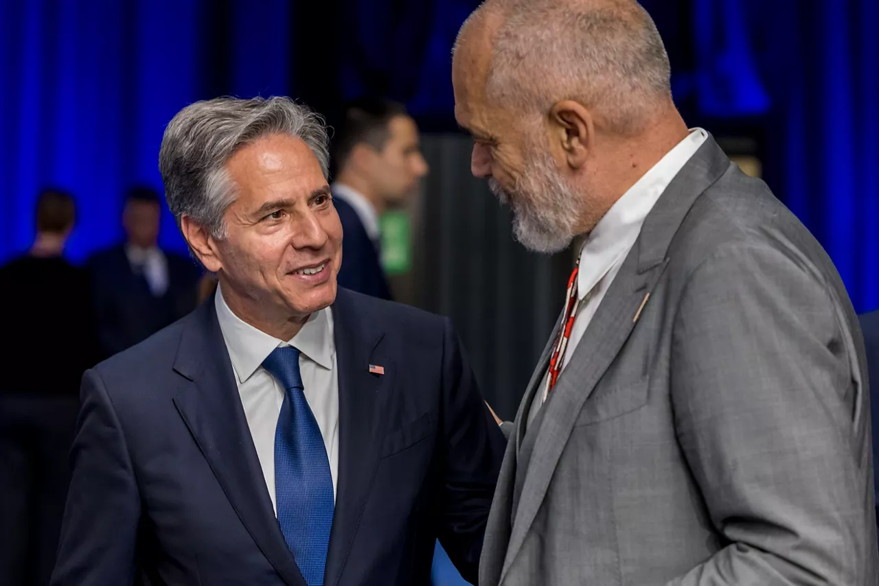 Left to right: Antony J. Blinken (US Secretary of State) with Edi Rama (Prime Minister of Albania)