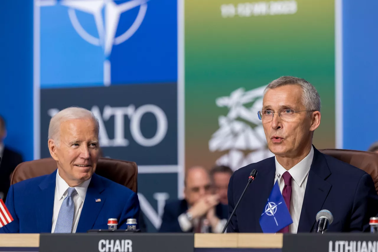 Left to right: US President Joe Biden with NATO Secretary General Jens Stoltenberg