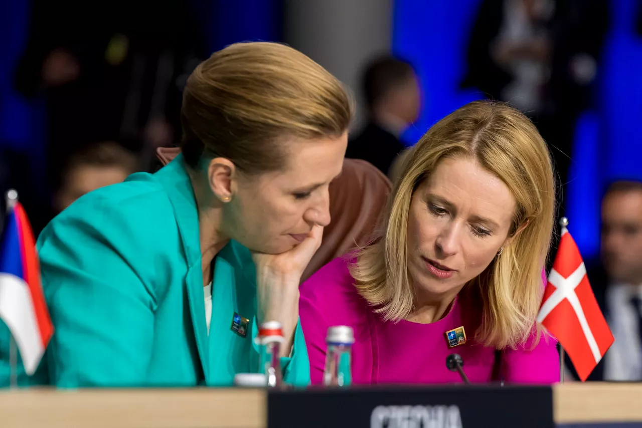 Left to right: Mette Frederiksen (Prime Minister of Denmark) with Kaja Kallas (Prime Minister of Estonia)