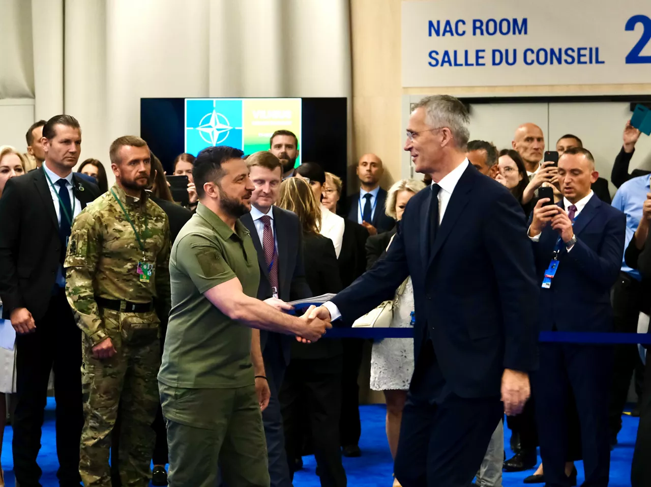 Left to right: President Volodymyr Zelenskyy (Ukraine) with NATO Secretary General Jens Stoltenberg