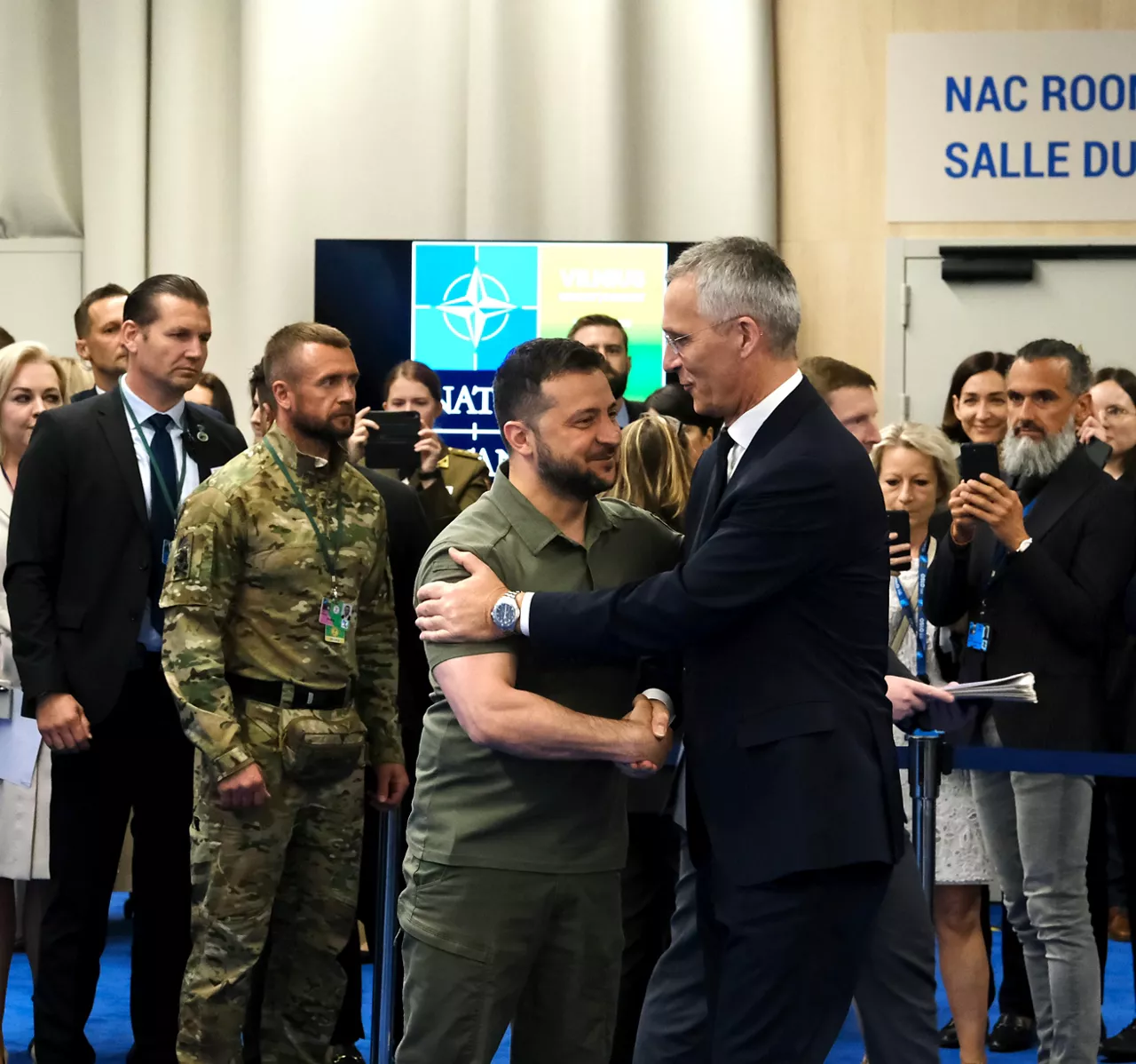 Left to right: President Volodymyr Zelenskyy (Ukraine) with NATO Secretary General Jens Stoltenberg