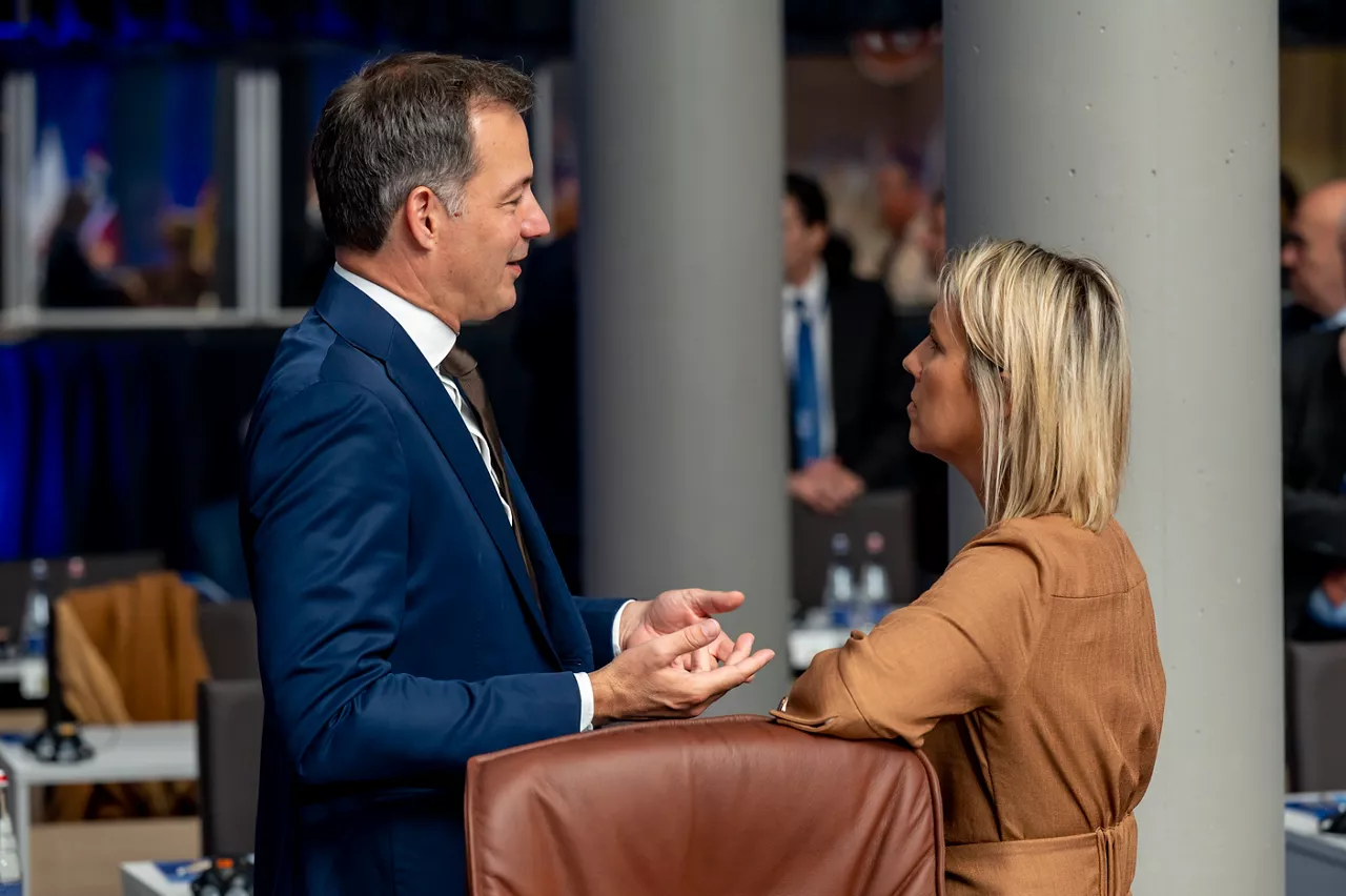 Left to right: Alexander De Croo (Prime Minister of Belgium) with Ludivine Dedonder (Minister of Defence, Belgium)