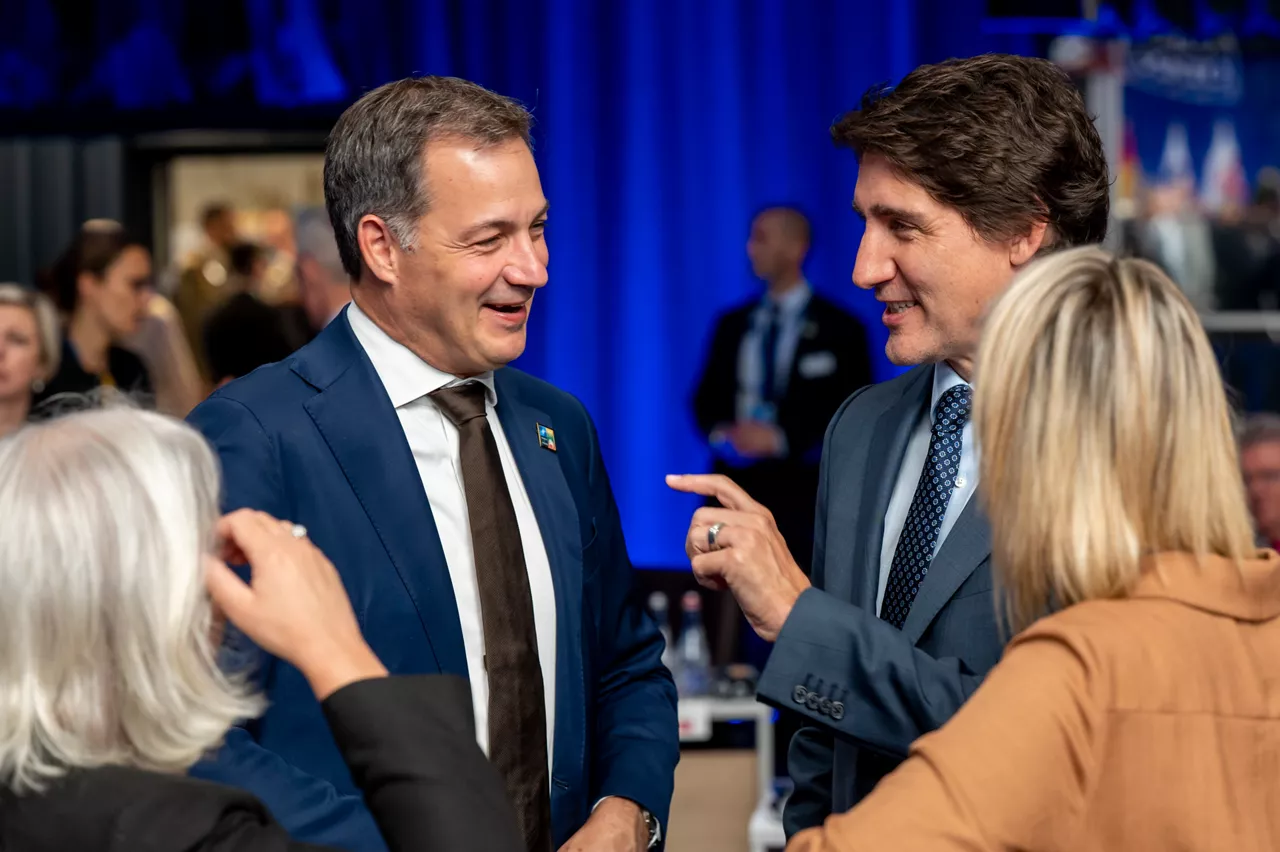 Left to right: Alexander De Croo (Prime Minister of Belgium) with Justin Trudeau (Prime Minister of Canada)