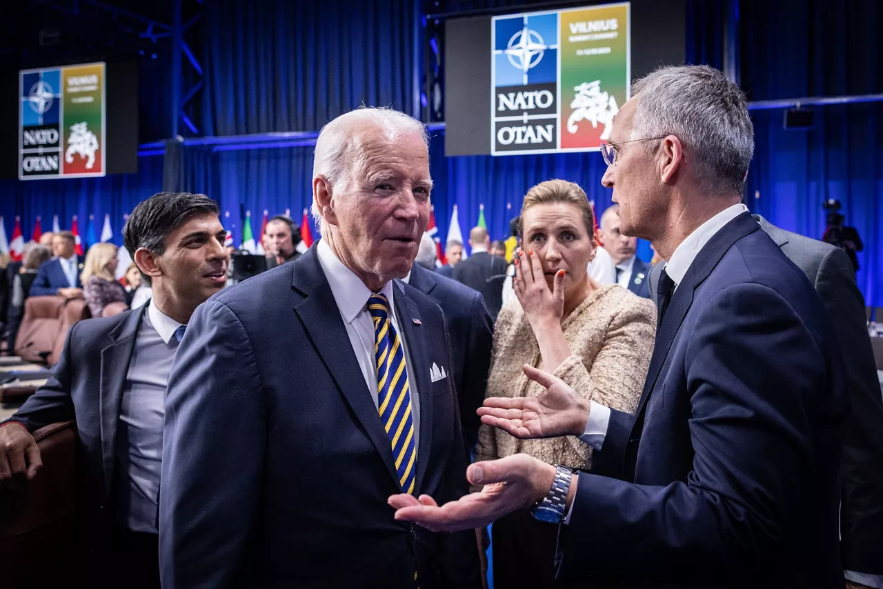Left to right: US President Joe Biden with NATO Secretary General Jens Stoltenberg