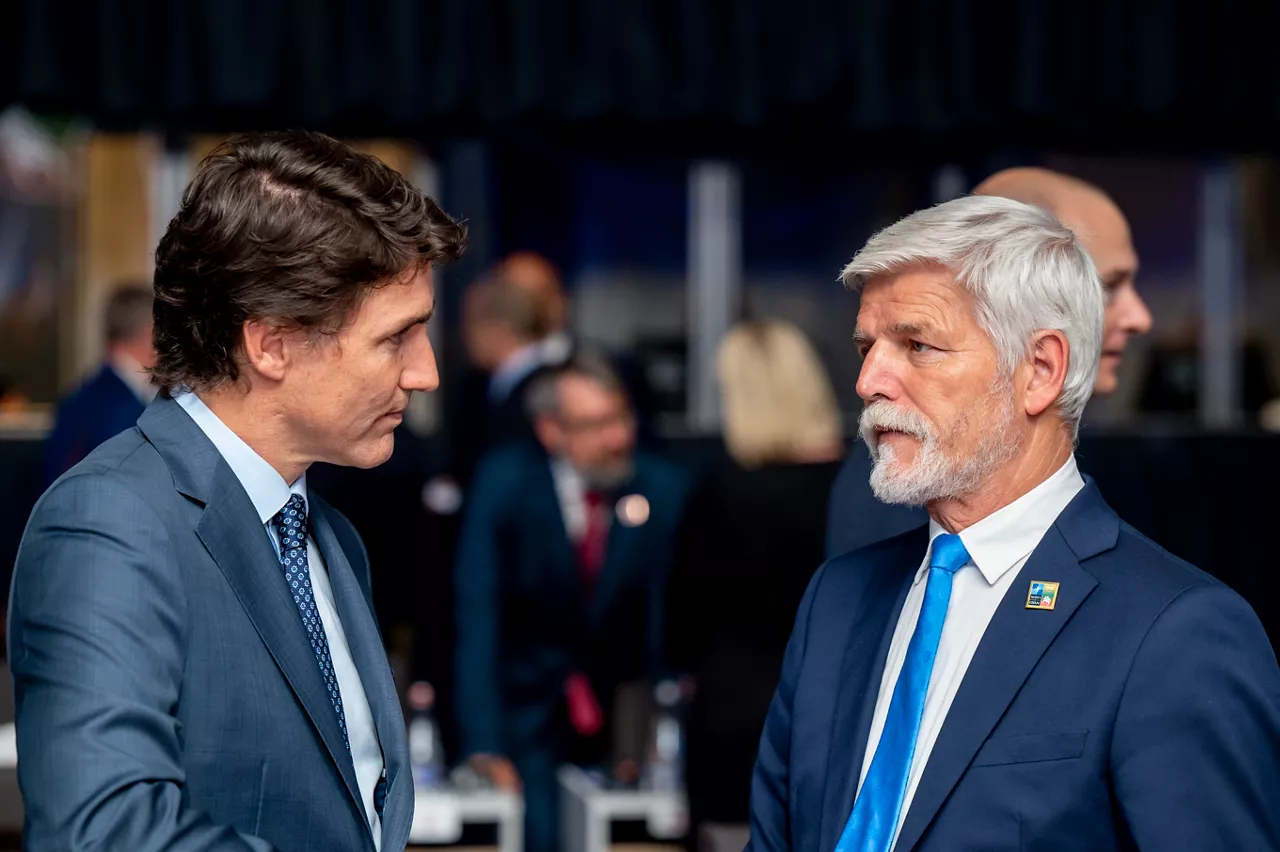 Left to right: Justin Trudeau (Prime Minister of Canada) with President Petr Pavel (Czechia)
