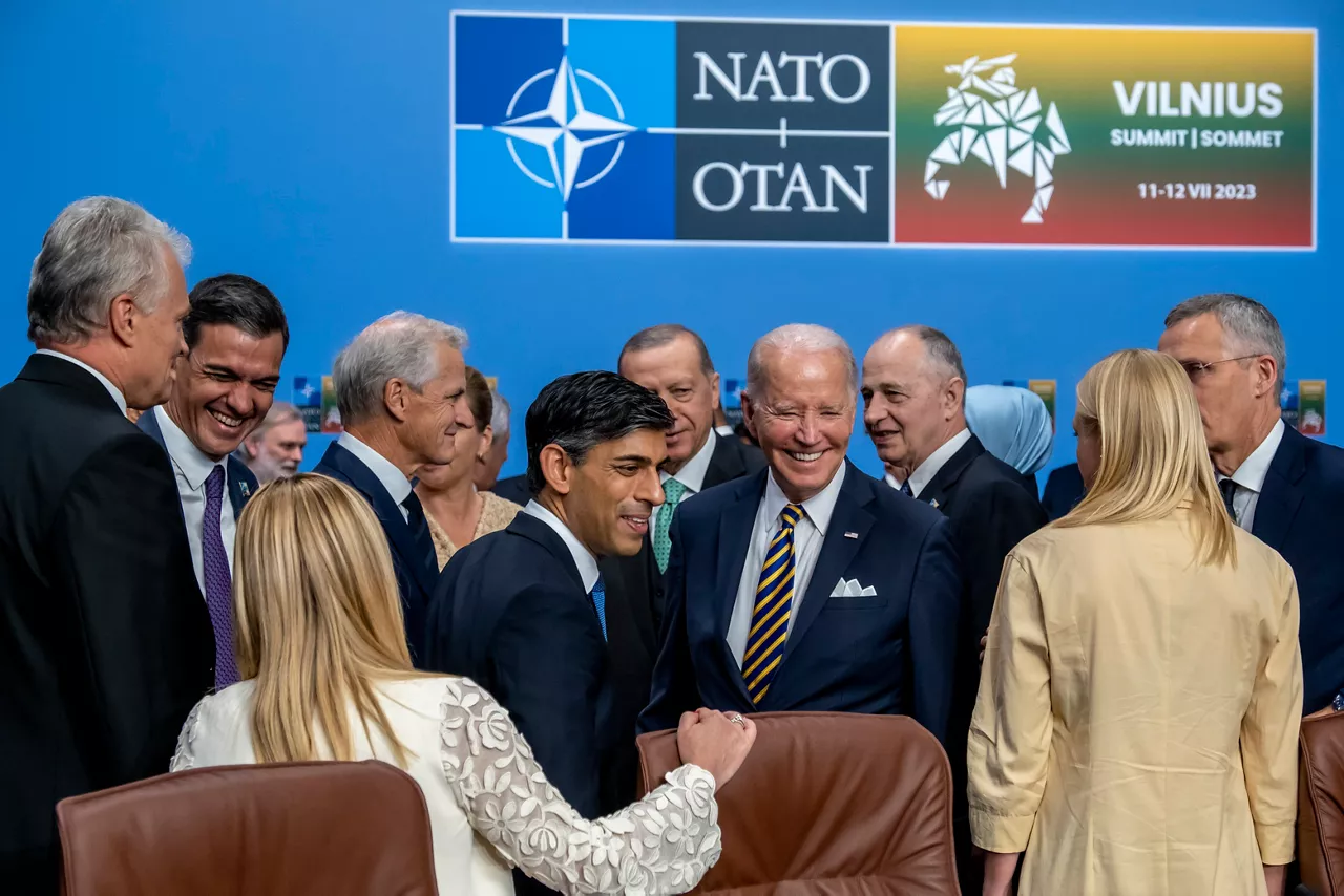 Left to right: Rishi Sunak (UK Prime Minister) with US President Joe Biden