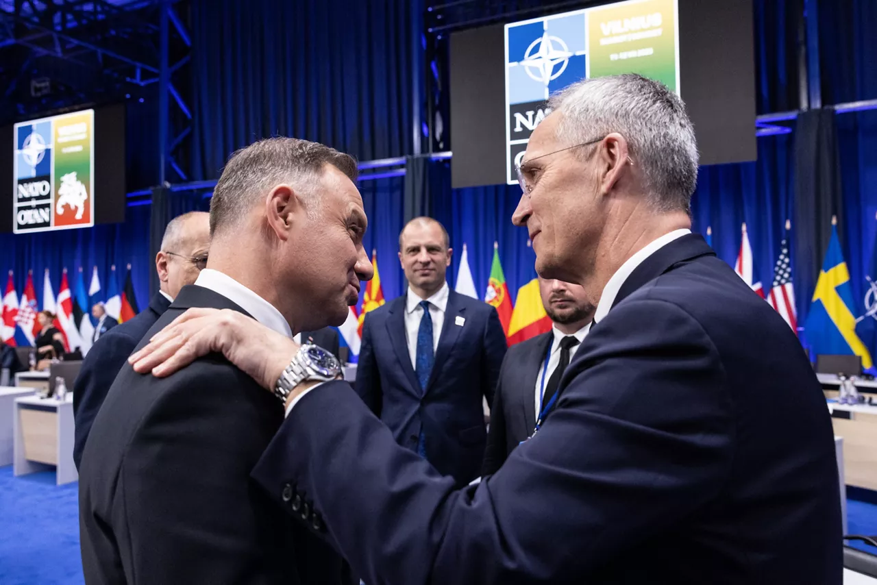 Left to right: President Andrzej Duda (Poland) with NATO Secretary General Jens Stoltenberg