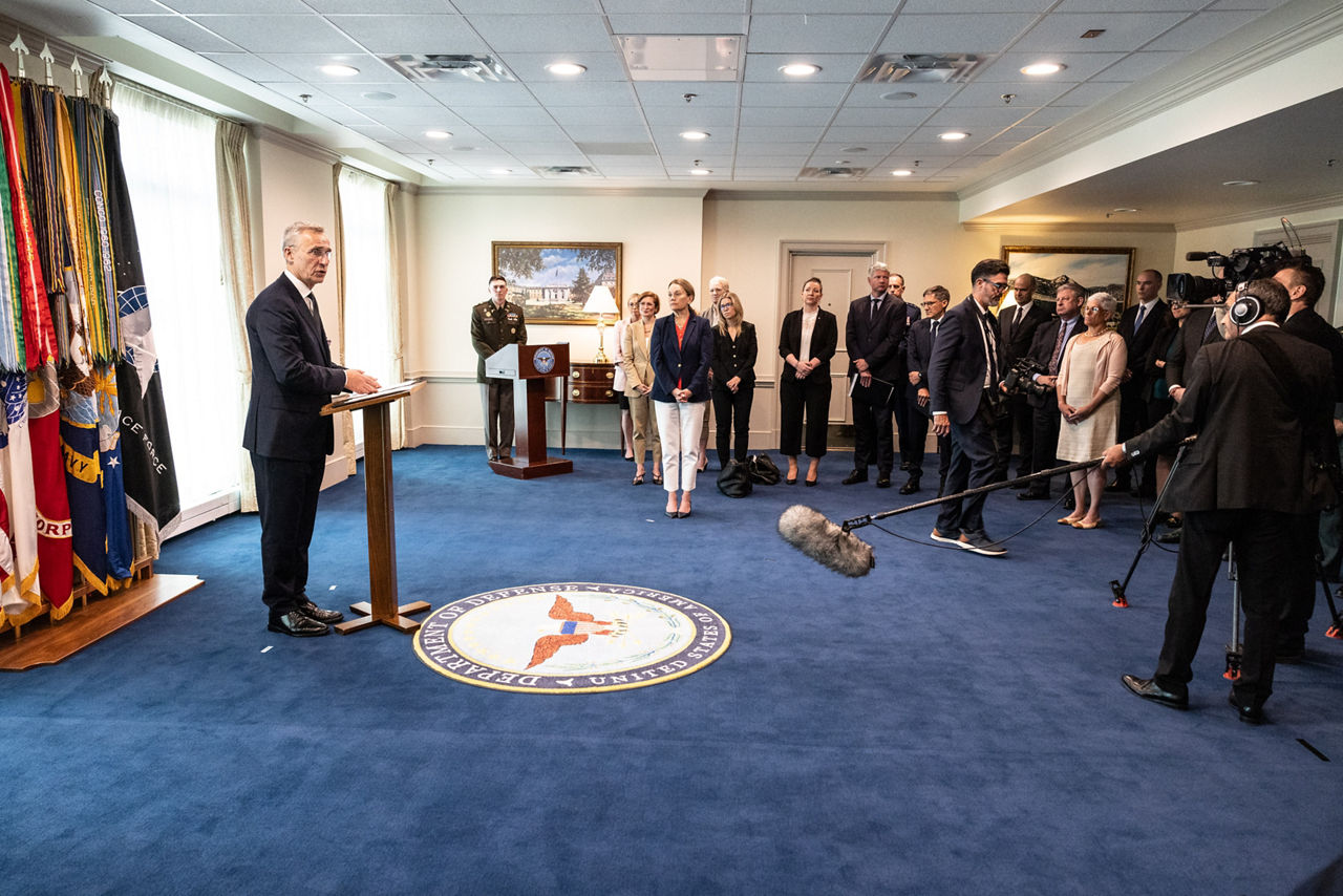 NATO Secretary General Jens Stoltenberg receives the US Department of Defense's Medal for distinguished Public Service