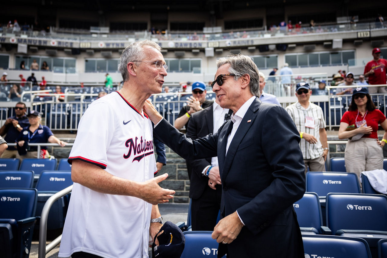 Left to right: NATO Secretary General Jens Stoltenberg with Antony J. Blinken (US Secretary of State)
