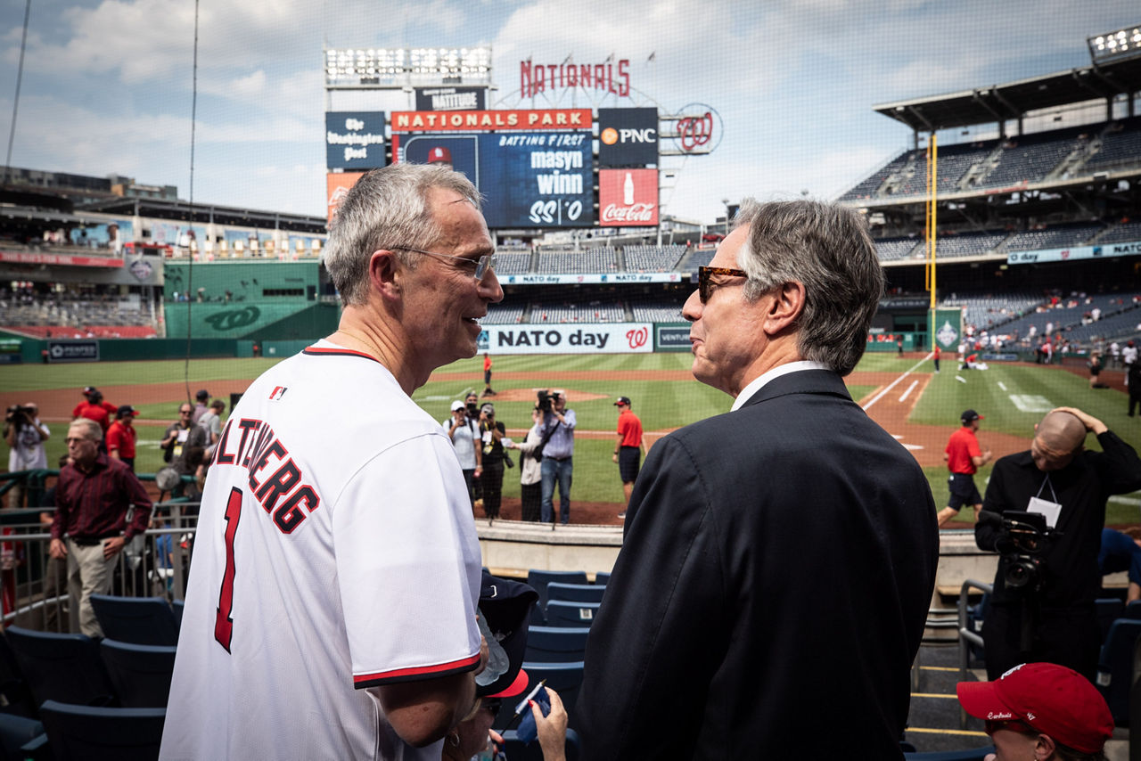 Left to right: NATO Secretary General Jens Stoltenberg with Antony J. Blinken (US Secretary of State)