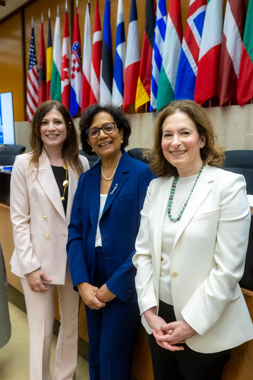 Left to right: Irene Fellin (NATO Secretary General's Special Representative for Women, Peace and Security) with Dr Geeta Rao Gupta (Ambassador at-large, Office of Global Women's Issues) and Jennifer Klein (Assistant to the President and Director of the White House Gender Policy Council)