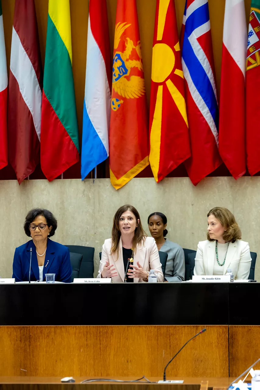 Left to right: Dr Geeta Rao Gupta (Ambassador at-large, Office of Global Women's Issues) with  Irene Fellin (NATO Secretary General's Special Representative for Women, Peace and Security) and Jennifer Klein (Assistant to the President and Director of the White House Gender Policy Council)
