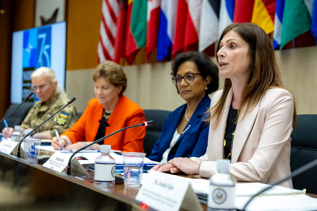 Centre to right: Dr Geeta Rao Gupta (Ambassador at-large, Office of Global Women's Issues) with Irene Fellin (NATO Secretary General's Special Representative for Women, Peace and Security)