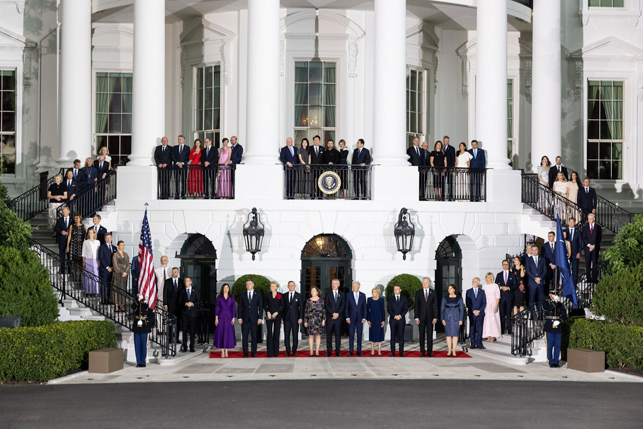 NATO Heads of State and Government and their spouses at the White House