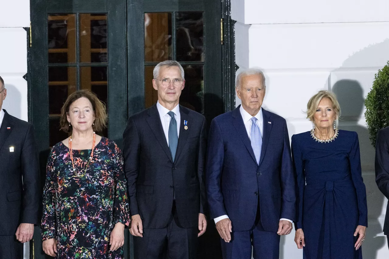 NATO Secretary General Jens Stoltenberg and Mrs Stoltenberg with US President Joe Biden and the First Lady