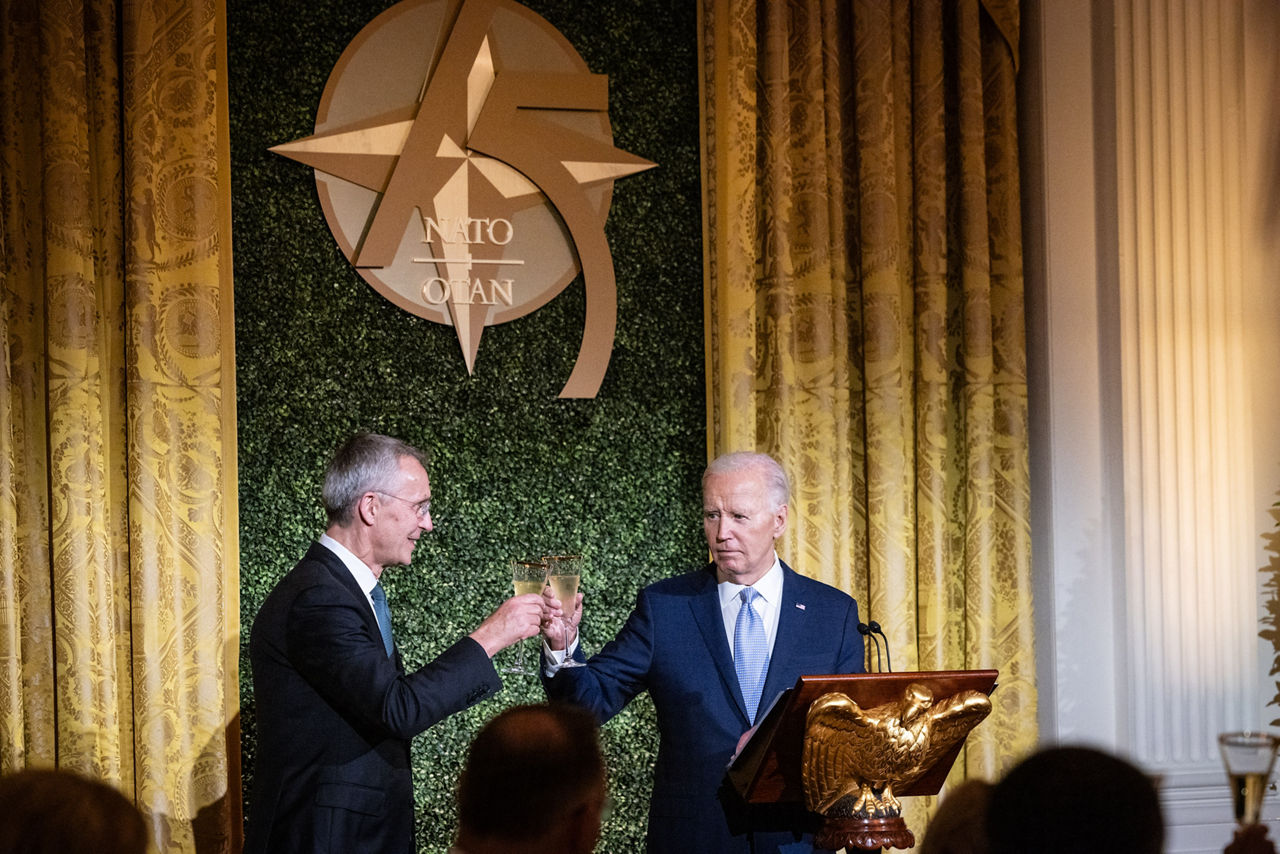 NATO Secretary General Jens Stoltenberg with  US President Joe Biden