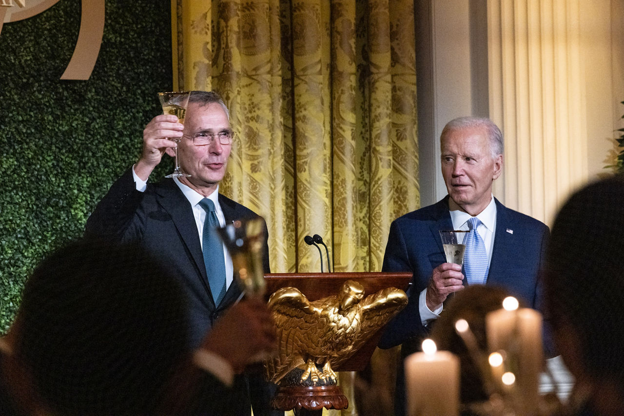 NATO Secretary General Jens Stoltenberg with  US President Joe Biden