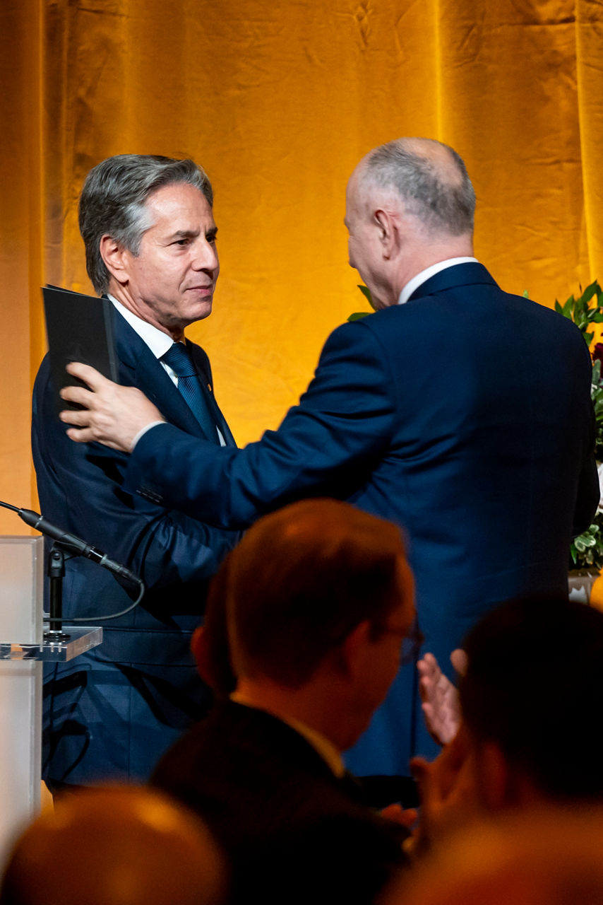 Left to right: Antony Blinken (US Secretary of State) with NATO Deputy Secretary General Mircea Geoana