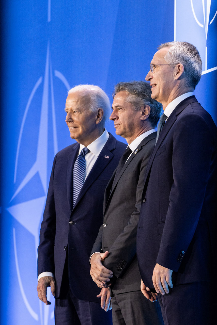 Left to right: US President Joe Biden with Robert Golob (Prime Minister of Slovenia) and NATO Secretary General Jens Stoltenberg