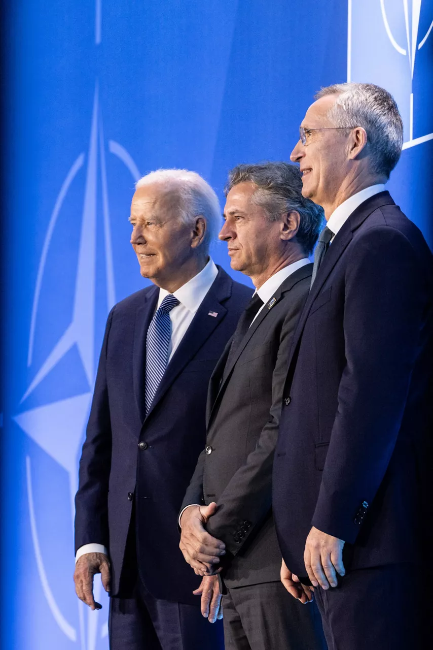 Left to right: US President Joe Biden with Robert Golob (Prime Minister of Slovenia) and NATO Secretary General Jens Stoltenberg