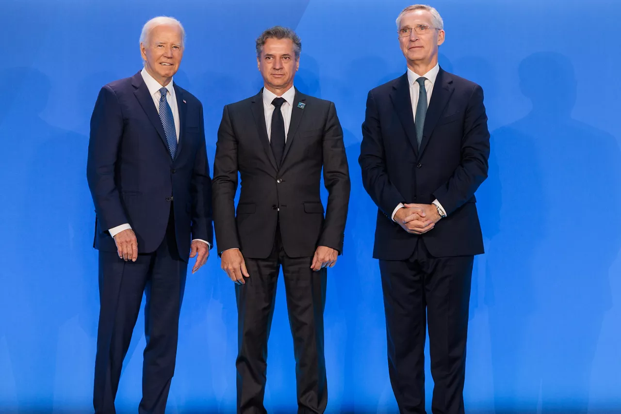 Left to right: US President Joe Biden with Robert Golob (Prime Minister of Slovenia) and NATO Secretary General Jens Stoltenberg