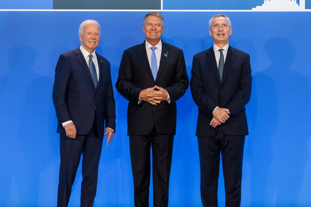 Left to right: US President Joe Biden with Klaus Werner Iohannis (President of Romania) and NATO Secretary General Jens Stoltenberg