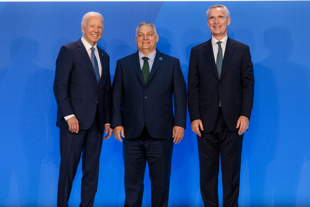Left to right: US President Joe Biden with Viktor Orban (Prime Minister of Hungary) and NATO Secretary General Jens Stoltenberg
