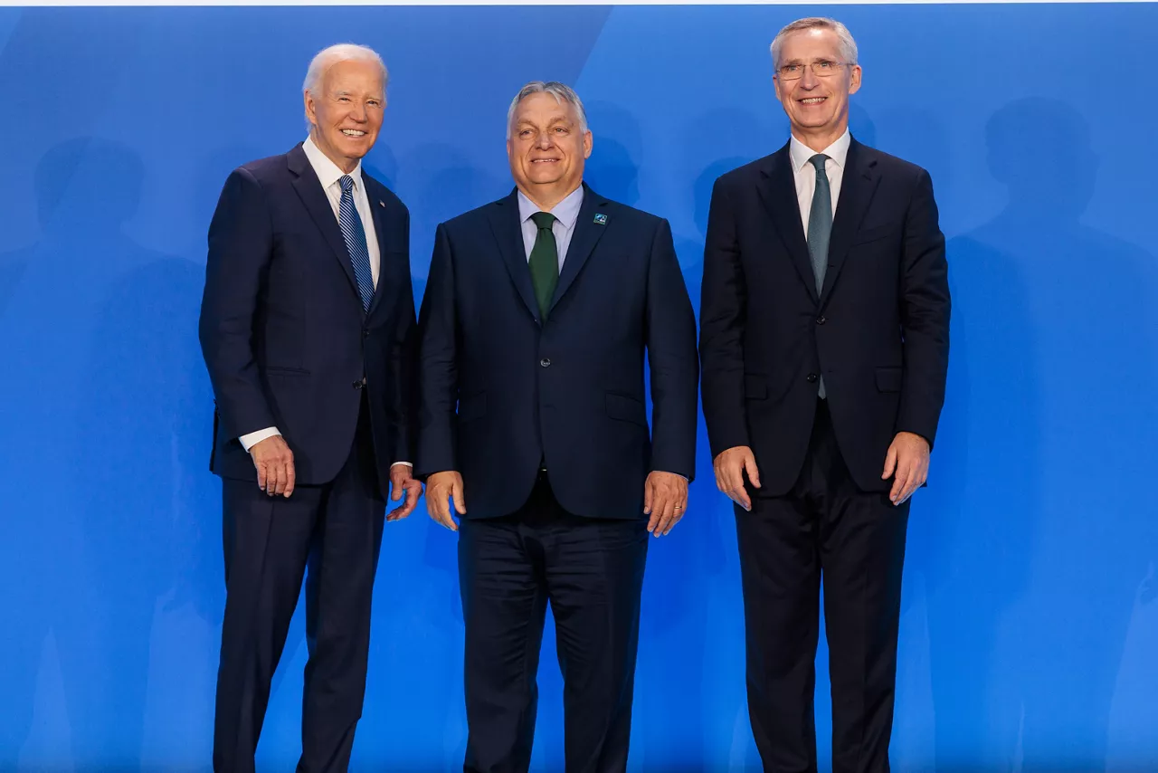 Left to right: US President Joe Biden with Viktor Orban (Prime Minister of Hungary) and NATO Secretary General Jens Stoltenberg