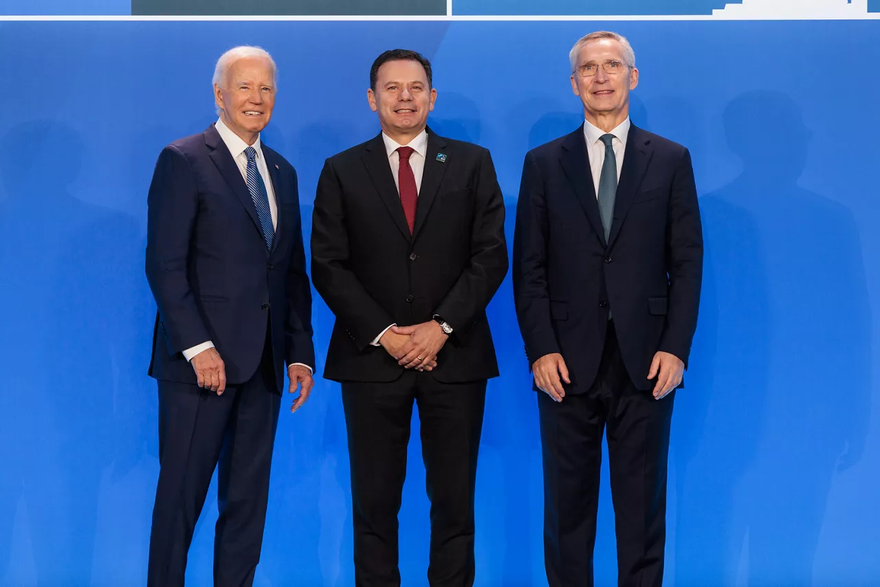 Left to right: US President Joe Biden with Luís Montenegro (Prime Minister of Portugal) and Secretary General Jens Stoltenberg