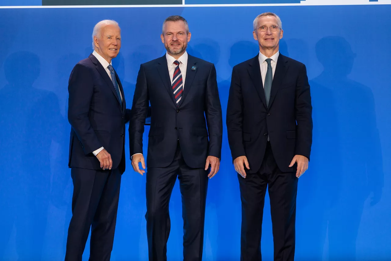 Left to right: U.S. President Joe Biden with Peter Pellegrini (President of Slovak Republic) and NATO Secretary General Jens Stoltenberg
