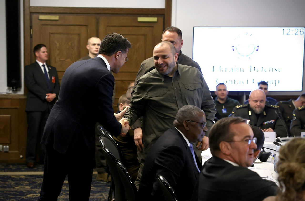 NATO Secretary General Mark Rutte at the start of the  Ukraine Defense Contact Group meeting in Ramstein