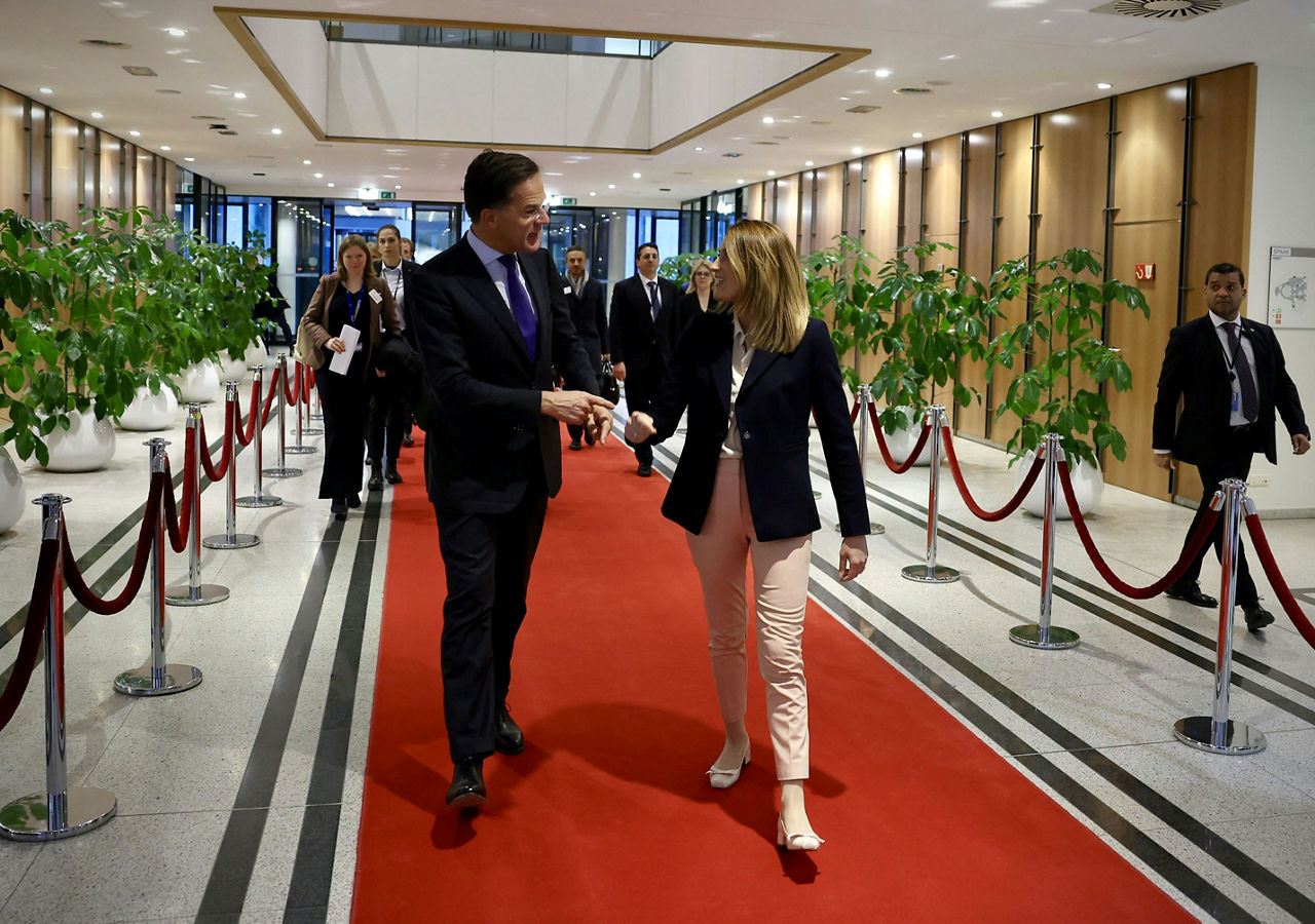 NATO Secretary General Mark Rutte meets with Roberta Metsola, President of the European Parliament