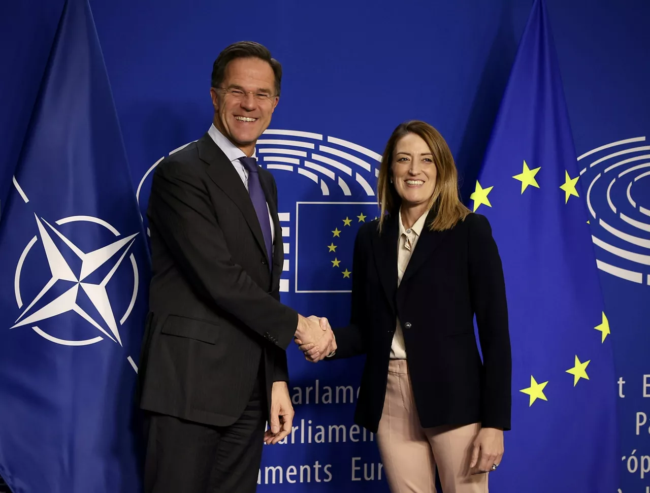 NATO Secretary General Mark Rutte meets with Roberta Metsola, President of the European Parliament
