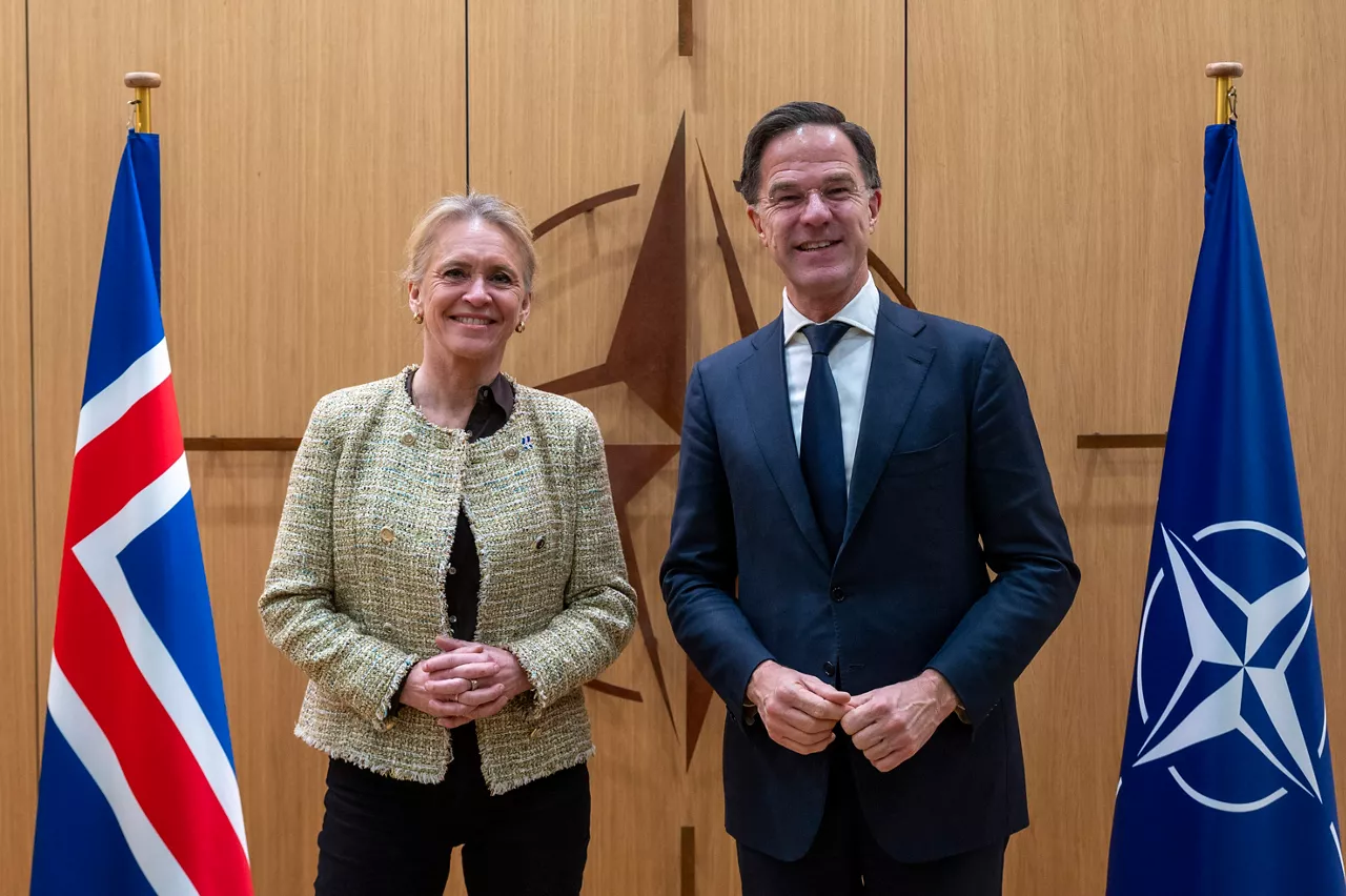 NATO Secretary General Mark Rutte meets with the Minister of Foreign Affairs of Iceland, Þorgerður Katrín Gunnarsdóttir