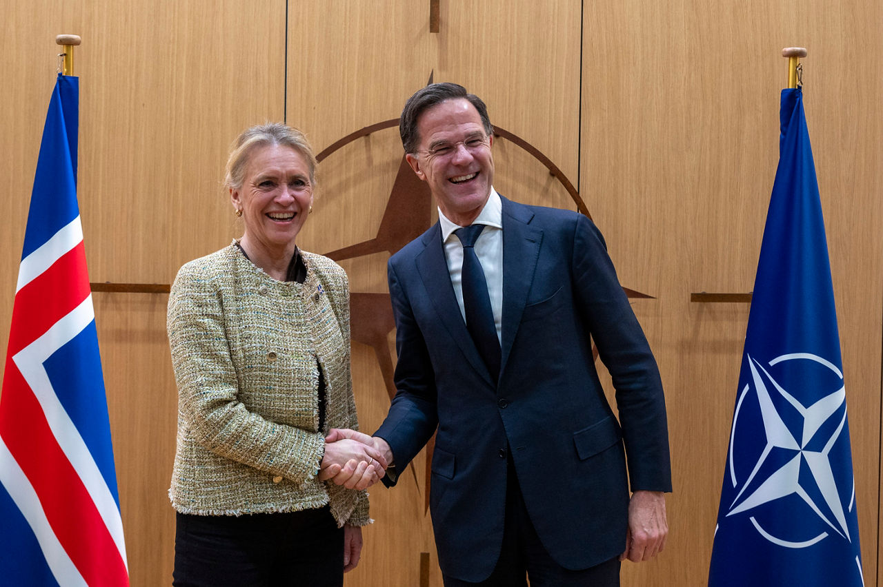 NATO Secretary General Mark Rutte meets with the Minister of Foreign Affairs of Iceland, Þorgerður Katrín Gunnarsdóttir