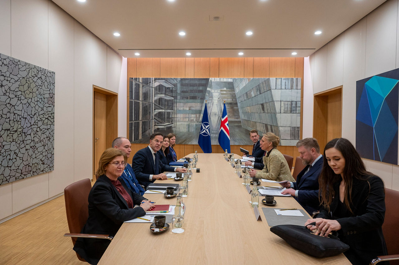 NATO Secretary General Mark Rutte meets with the Minister of Foreign Affairs of Iceland, Þorgerður Katrín Gunnarsdóttir
