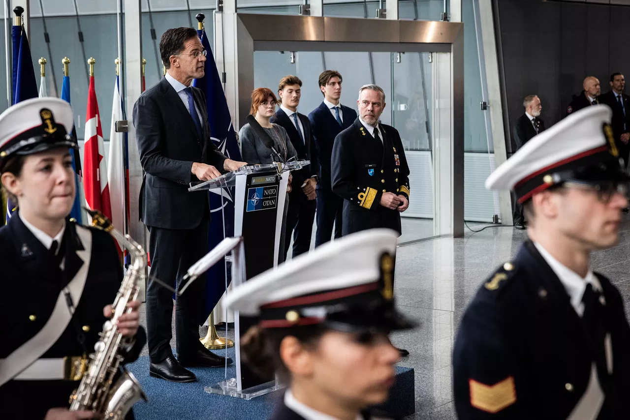 Admiral Giuseppe Cavo Dragone assumes the role of Chair of the NATO Military Committee during a special session of the Military Committee followed by a farewell ceremony for Admiral Rob Bauer