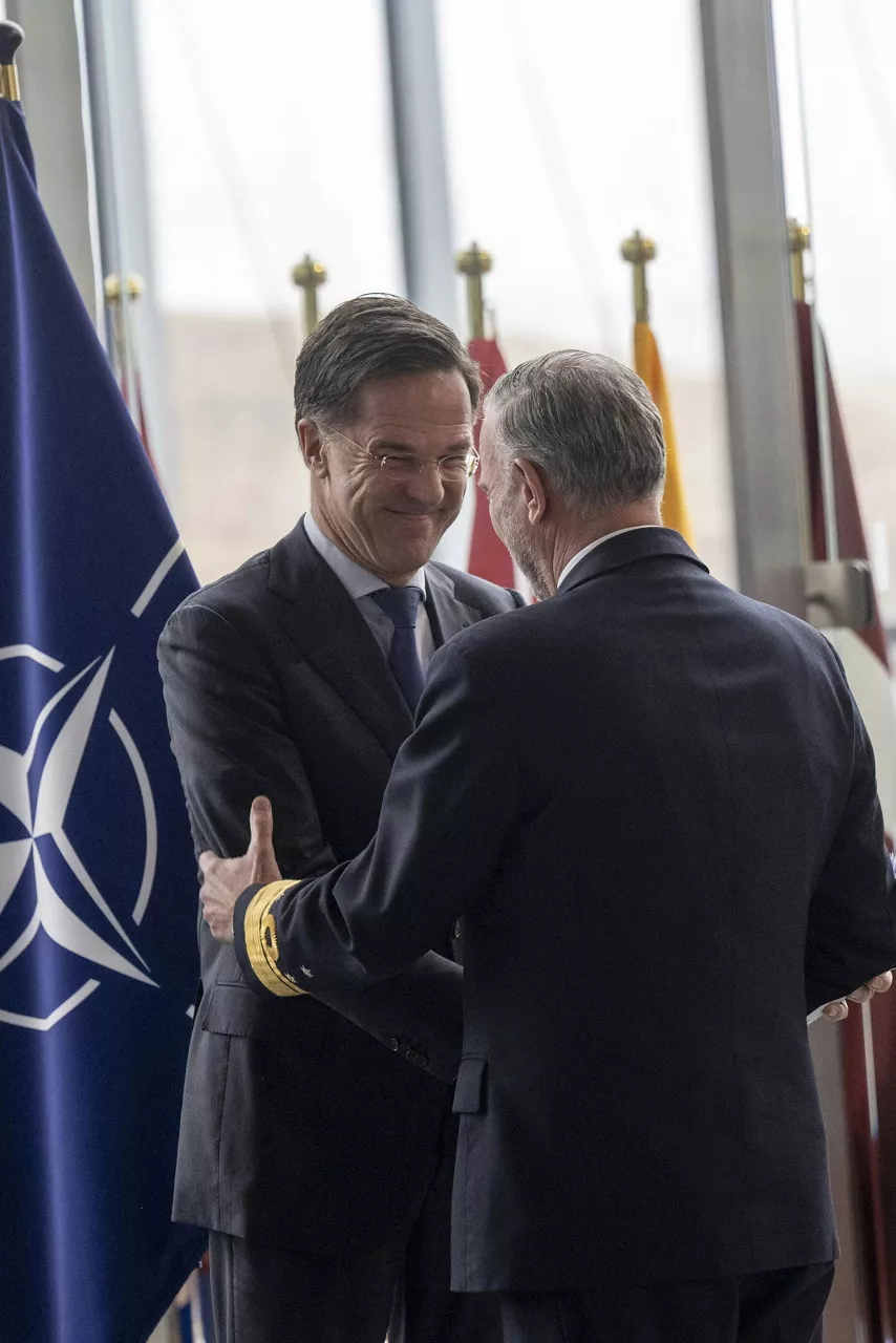 Admiral Giuseppe Cavo Dragone assumes the role of Chair of the NATO Military Committee during a special session of the Military Committee followed by a farewell ceremony for Admiral Rob Bauer