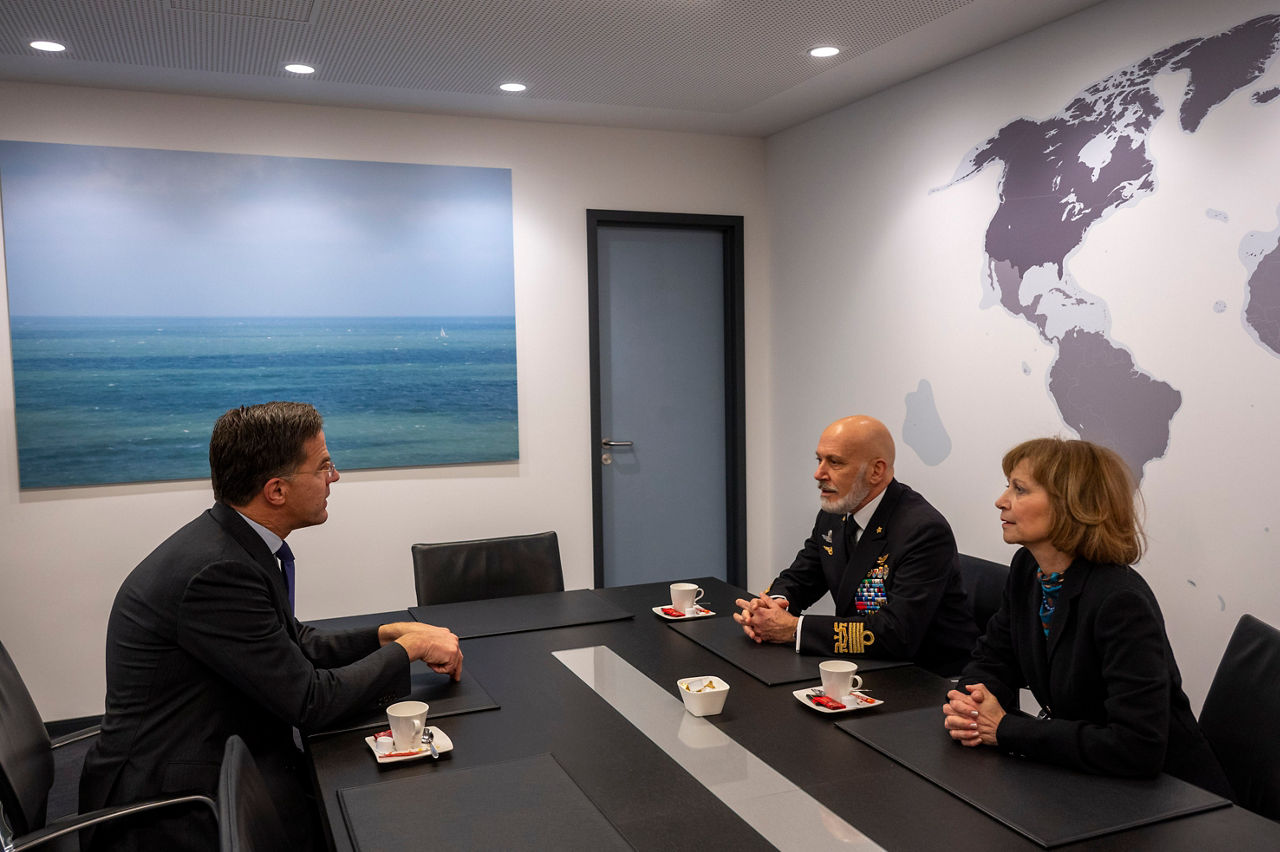 NATO Secretary General Mark Rutte meets with the new Chair of the NATO Military Committee, Admiral Giuseppe Cavo Dragone