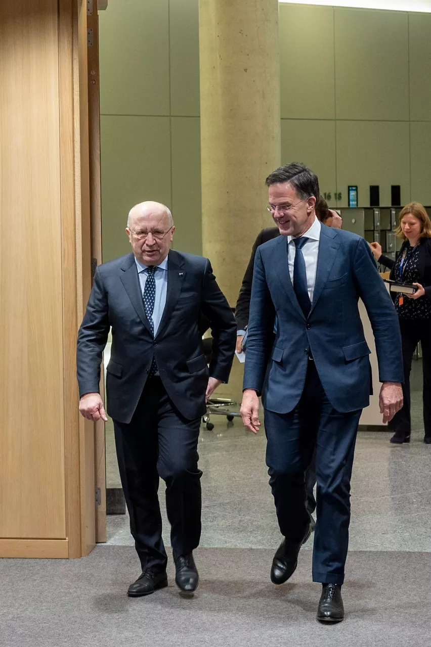 NATO Secretary General Mark Rutte meets with with EU Commissioner for Defence and Space, Andrius Kubilius
