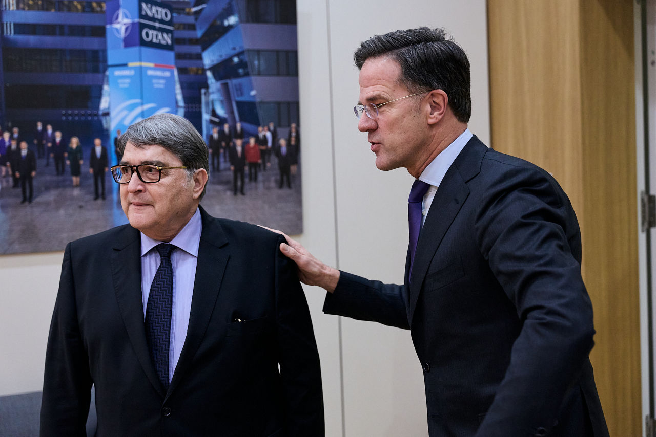 NATO Secretary General Mark Rutte meets with Emil Hurezeanu, Minister of Foreign Affairs of Romania