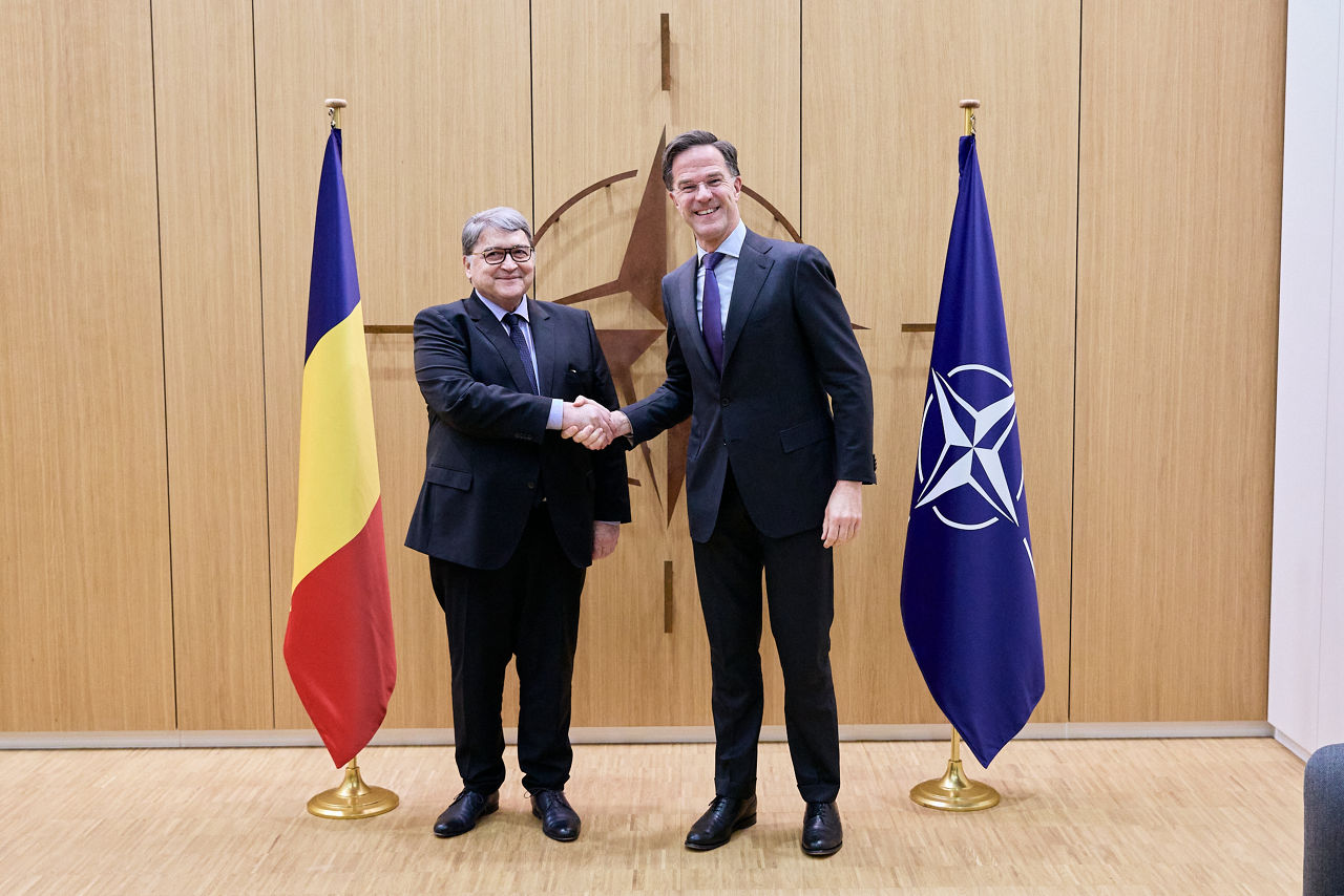 NATO Secretary General Mark Rutte meets with Emil Hurezeanu, Minister of Foreign Affairs of Romania