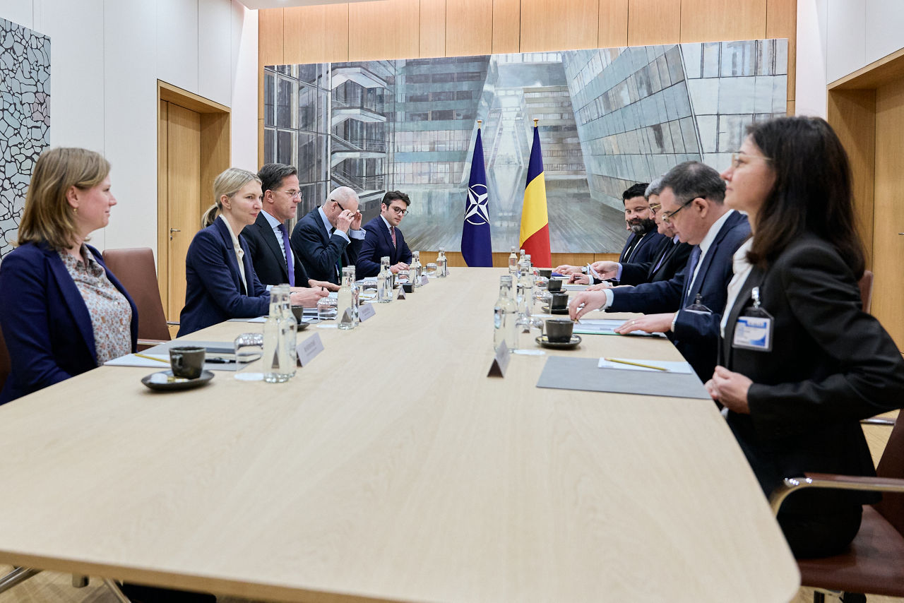 NATO Secretary General Mark Rutte meets with Emil Hurezeanu, Minister of Foreign Affairs of Romania
