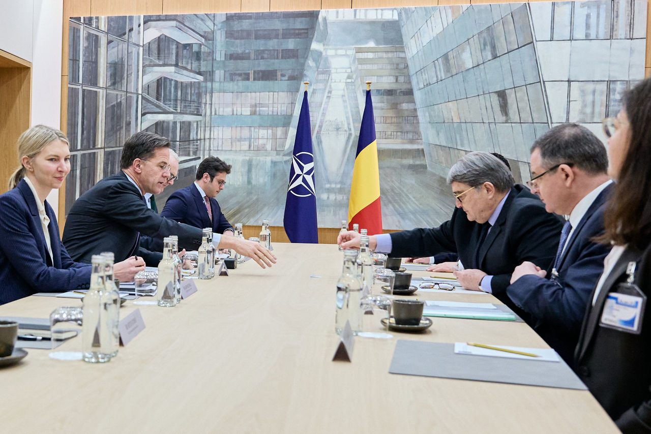 NATO Secretary General Mark Rutte meets with Emil Hurezeanu, Minister of Foreign Affairs of Romania