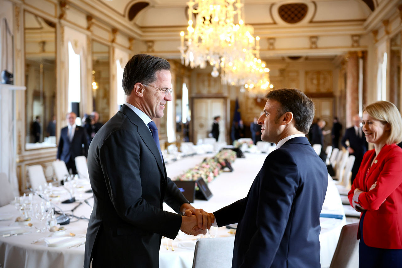 NATO Secretary General Mark Rutte with Emmanuel Macron, President of France