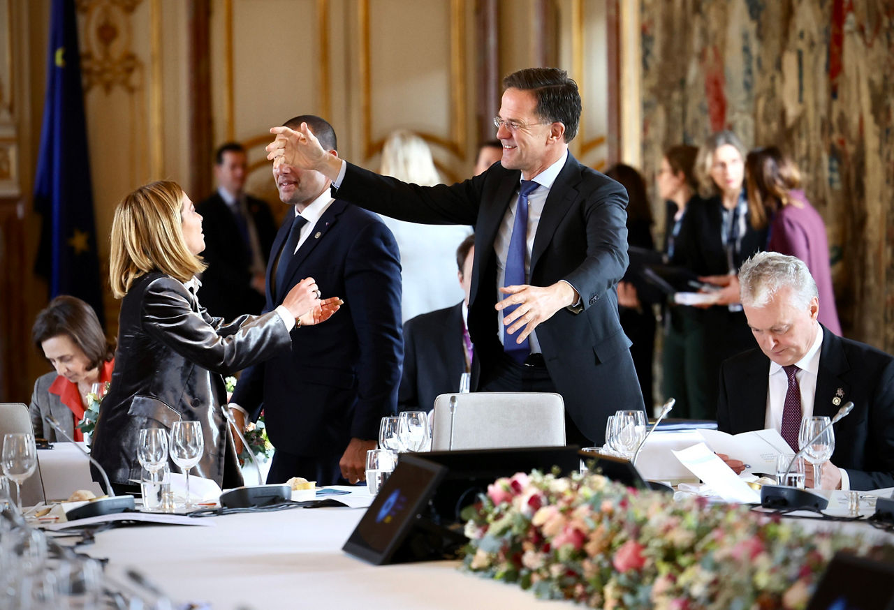 NATO Secretary General Mark Rutte with Giorgia Meloni, Prime Minister of Italy